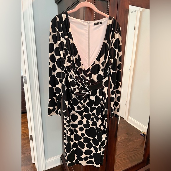 GOLD - Leopard Print Faux Wrap Dress - Picture 3 of 11